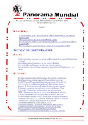 Panorama Mundial 8/12/2016