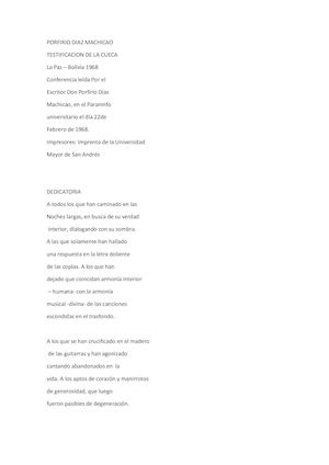 Testificacion de la Cueca - Porfirio Machicao