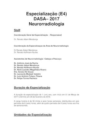 Cronograma E4 NEURO RADIOLOGIA DASA 2017