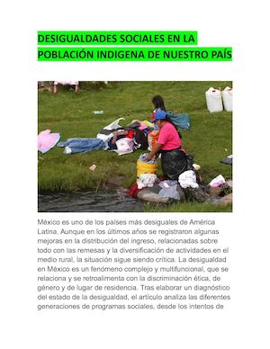 Desigualdades Sociales En La Población Indigena De Nuestro País