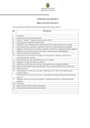 Portafolio Docentes Ecuador 2016 2017