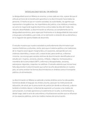 Desigualdad Social En México