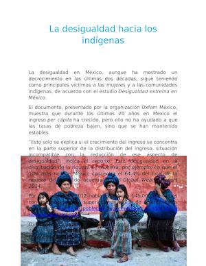 La Desigualdad Hacia Los Indígenas