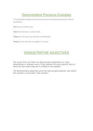 Demonstrative Pronouns Examples