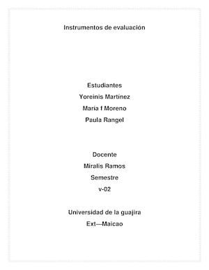 Trabajo Instrumentos De Evaluacion