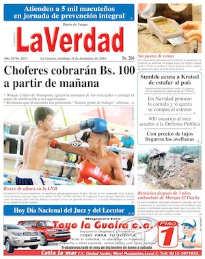 La Guaira, domingo 11 de diciembre de 2016 Año 20 No. 6211