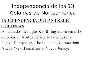 Independencia De Las 13 Colonias De Norteamérica