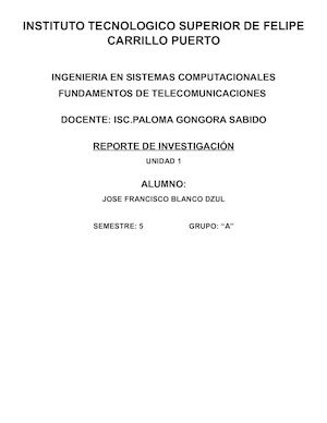 Investigacion Unidad 1 Telecomunicaciones