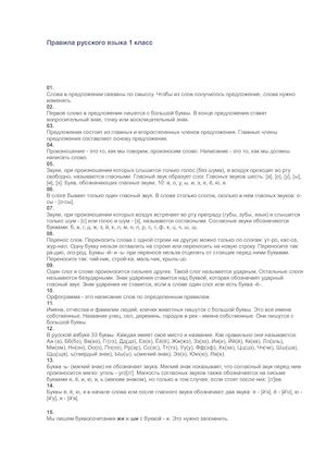 Правила русского языка 1 класс