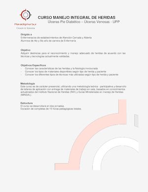 Curso Manejo Integral De Heridas Paradigma Sur Moddle