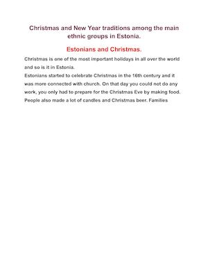 Christmasand New Yeartraditionsamongvariousethnicgroupsin Estonia