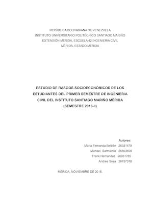 Proyecto De Rasgos Socioeconomicos