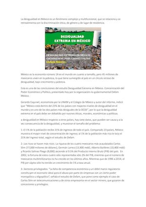 La Desigualdad En México Es Un Fenómeno Complejo Y Multifuncional