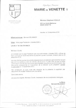 Réponse à LRAR du 12122016