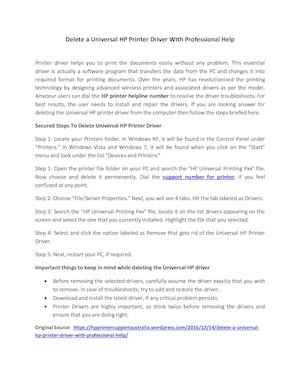 Delete a Universal HP Printer Driver With Professional Help