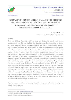 Calameo Inequality In Gender Roles A Challenge To Open And
