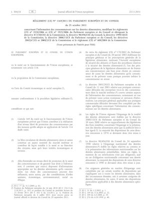 Règlement des consommateurs sur les denrées alimentaires