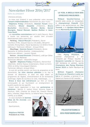 Newsletter Décembre 2016