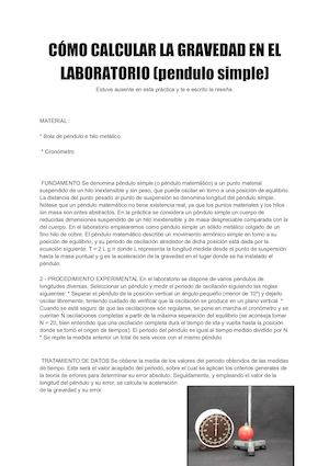 Cómo Calcular La Gravedad En El Laboratorio