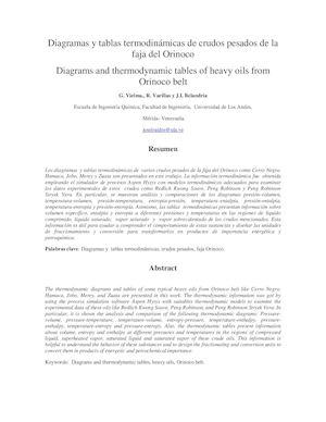 Diagramas y tablas termodinámicas de crudos pesados de la faja del Orinoco