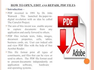 How To Open,Edit and repair PDF file ppt