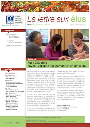 La Lettre Aux Elus n°23 Décembre 2016