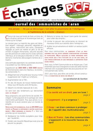 Echanges, Le journal des Communistes de Saran Décembre 2016