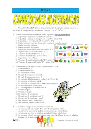 Dbh3 Tema4 Expresiones Algebraicas