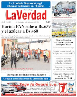 La Guaira, jueves 22 de diciembre de 2016 Año 20 No. 6222