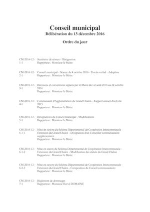 Délibérations 13 décembre