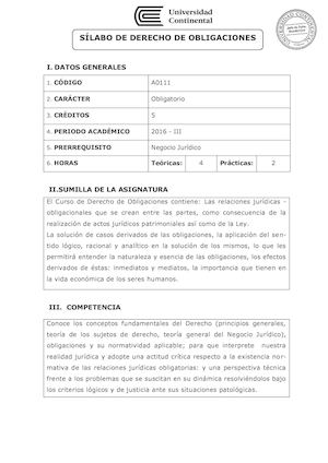 A0111 Silabo Derecho De Obligaciones