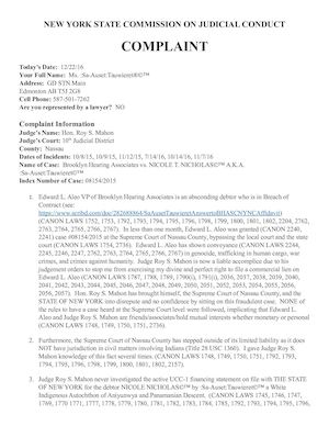 :Sa Auset:Tauweiret(C)(R)TM Judicial Complaint On Mahon