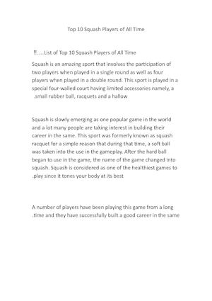 Squash Players Of All Time