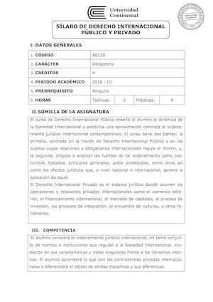 A0120 Silabo Derecho Internacional Publico Y Privado