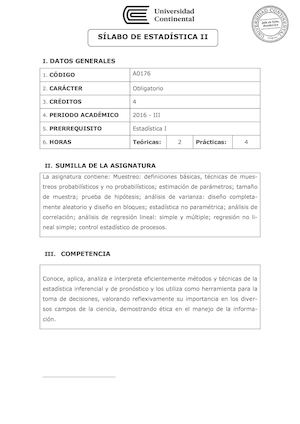 A0176 Silabo Estadistica Ii