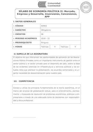 A0943 Silabo Economía Política Ii