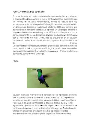 Flora Y Fuana Del Ecuador