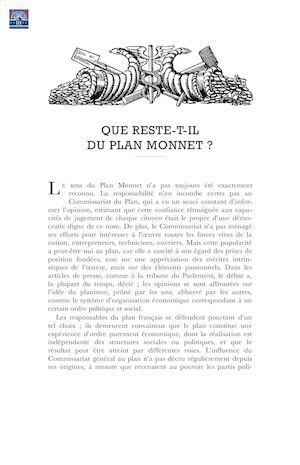 Gorse - Que reste-t-il du Plan Monnet ? (Juil 1950)