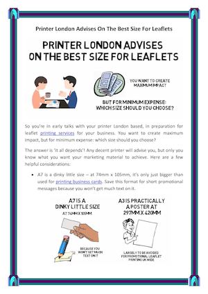 Printer London Advises On The Best Size For Leaflets