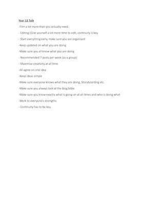 Year 13 Talk