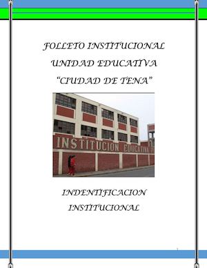 Identidad Instituciona de la UE "Ciudad de Tena"