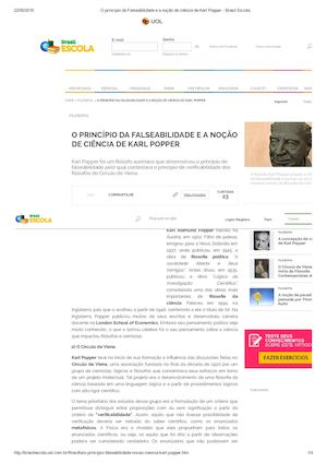 O Princípio Da Falseabilidade E A Noção De Ciência De Karl Popper - Brasil Escola
