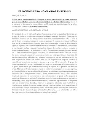 PRINCIPIOS PARA NO OLVIDAR EN ICTHUS