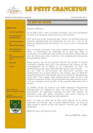Le Petit Cranceyon N°59 Janvier 2017