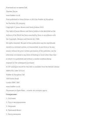 Уличный кот по имени Боб