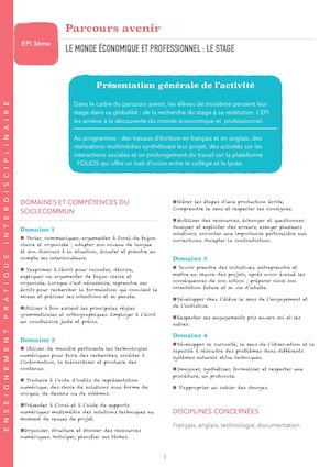 Projet 3ème EPI STAGE