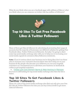 Top Ten Sites To Get Free Facebook Likes