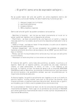 El Graffiti Como Arte De Expresion Callejero