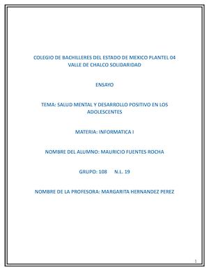 Ensayo-Salud Mental y Desarrollo Positivo en los adolescentes