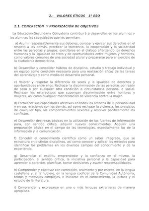 Valores ÉTicos 1º De La Eso